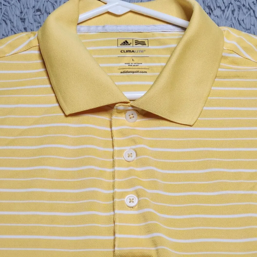 Adidas Rhode Island‎ Golf Polo Shirt Mens Size Large NCAA Golf Climalite Striped